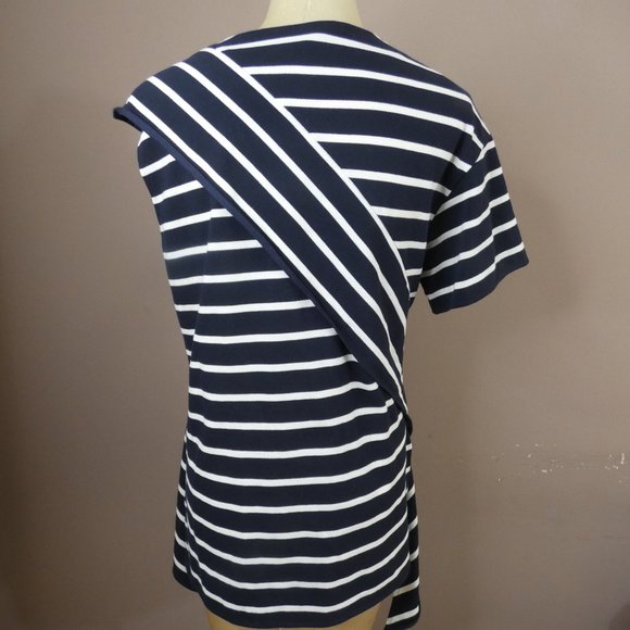 Goen. J Women's US 8 Striped One Sleeve Top Layered Asymmetrical Cotton Blend - Picture 5 of 9